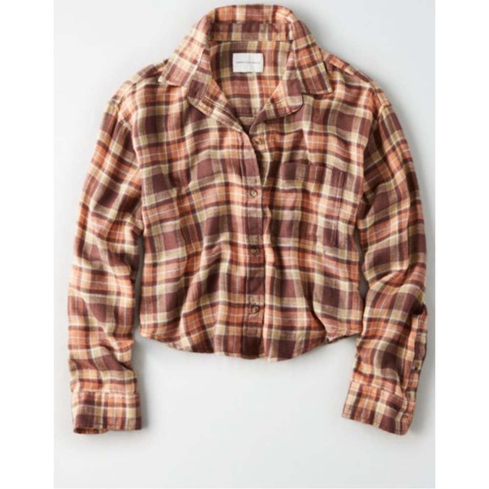 American Eagle Cropped Flannel 🤎